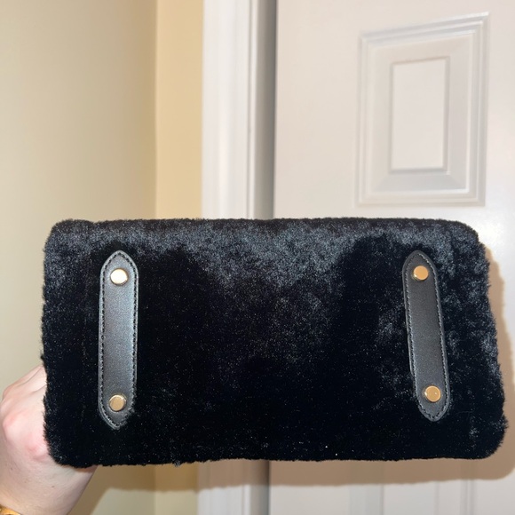 Kate Spade Black Faux Fur Hand Bag- square - Picture 3 of 5